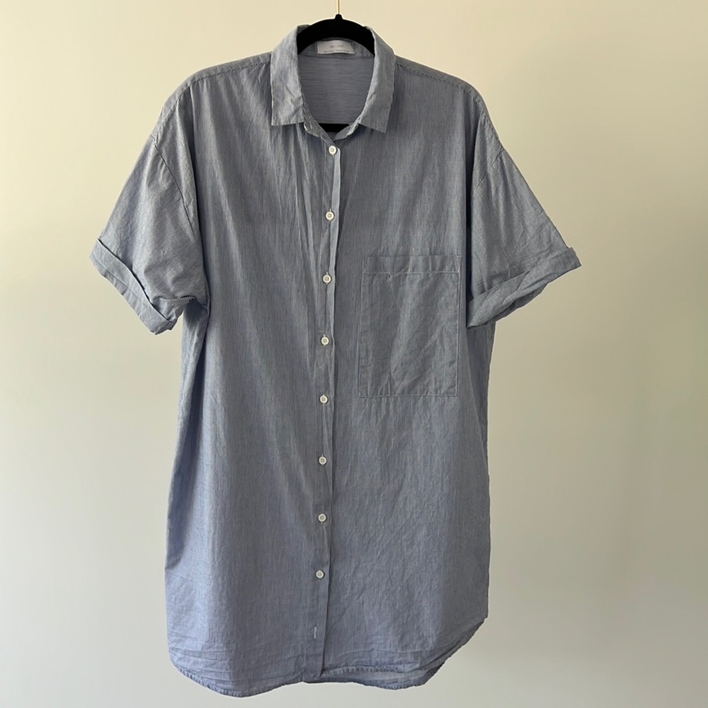 OAK + FORT blue stripe blouse
